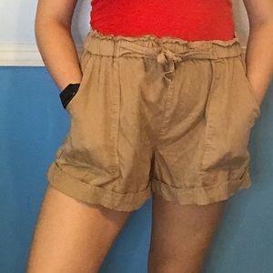 Aerie Paperbag waist khaki shorts